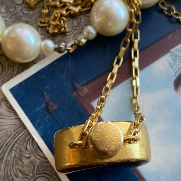 Rare Vintage GUCCI Perfume GG Pendant NECKLACE Statement Designer Jewelry